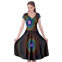 Artskop Kaleidoscope Pattern Cap Sleeve Wrap Front Dress