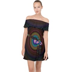 Artskop Kaleidoscope Pattern Off Shoulder Chiffon Dress