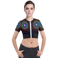 Artskop Kaleidoscope Pattern Short Sleeve Cropped Jacket