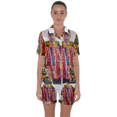 African Fabrics Fabrics Of Africa Front Fabrics Of Africa Back Satin Short Sleeve Pyjamas Set