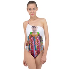 African Fabrics Fabrics Of Africa Front Fabrics Of Africa Back Classic One Shoulder Swimsuit