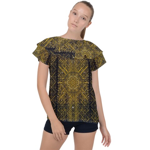 Stars For A Cool Medieval Golden Star Ruffle Collar Chiffon Blouse by pepitasart