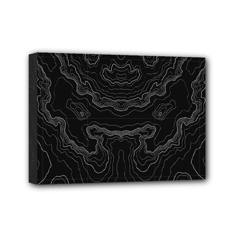 Black topography Mini Canvas 7  x 5  (Stretched)