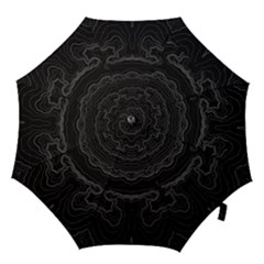 Black topography Hook Handle Umbrellas (Large)