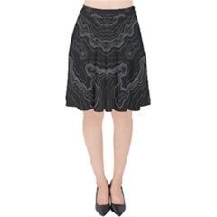 Black topography Velvet High Waist Skirt