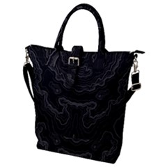 Black topography Buckle Top Tote Bag