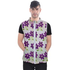 Purple Flower Men s Puffer Vest