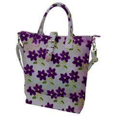 Purple Flower Buckle Top Tote Bag by HermanTelo