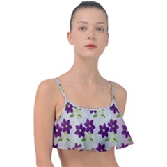Purple Flower Frill Bikini Top