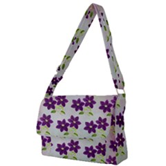 Purple Flower Full Print Messenger Bag (l)