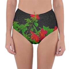 Dark Pop Art Floral Poster Reversible High-waist Bikini Bottoms by dflcprintsclothing