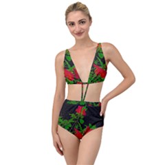 Dark Pop Art Floral Poster Tied Up Two Piece Swimsuit by dflcprintsclothing