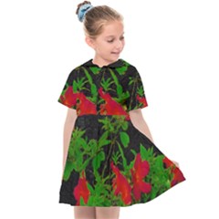 Dark Pop Art Floral Poster Kids  Sailor Dress by dflcprintsclothing