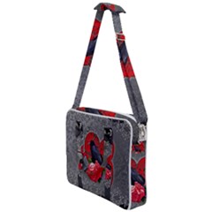 Wonderful Crow On A Heart Cross Body Office Bag