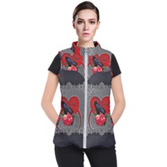 Wonderful Crow On A Heart Women s Puffer Vest