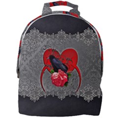Wonderful Crow On A Heart Mini Full Print Backpack