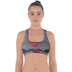 Wonderful Crow On A Heart Cross Back Hipster Bikini Top 