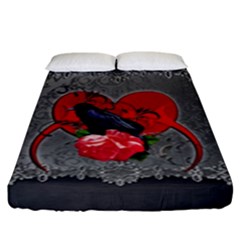 Wonderful Crow On A Heart Fitted Sheet (King Size)