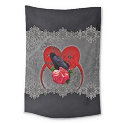 Wonderful Crow On A Heart Large Tapestry