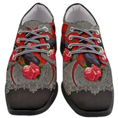 Wonderful Crow On A Heart Women Heeled Oxford Shoes