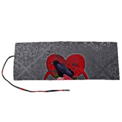 Wonderful Crow On A Heart Roll Up Canvas Pencil Holder (S)