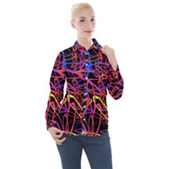Abstrait Neon Colors Women s Long Sleeve Pocket Shirt