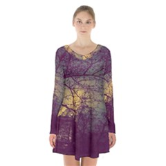 Tour Eiffel Paris Paysage Long Sleeve Velvet V-neck Dress by kcreatif