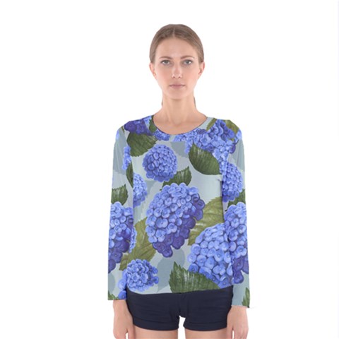 Hydrangea  Women s Long Sleeve Tee by Sobalvarro