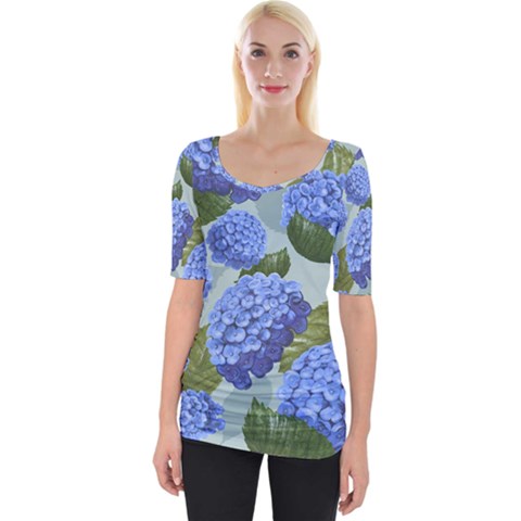 Hydrangea  Wide Neckline Tee by Sobalvarro