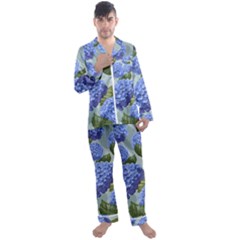 Hydrangea  Men s Satin Pajamas Long Pants Set by Sobalvarro