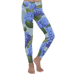 Hydrangea  Kids  Lightweight Velour Classic Yoga Leggings by Sobalvarro