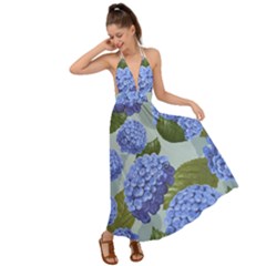 Hydrangea  Backless Maxi Beach Dress by Sobalvarro