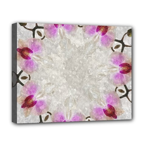 Orchidées Fleurs Abstrait Deluxe Canvas 20  x 16  (Stretched)