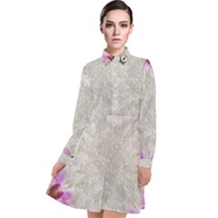 Orchidées Fleurs Abstrait Long Sleeve Chiffon Shirt Dress