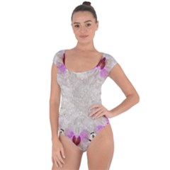 Orchidées Fleurs Abstrait Short Sleeve Leotard 