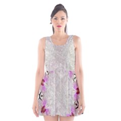 Orchidées Fleurs Abstrait Scoop Neck Skater Dress