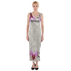 Orchidées Fleurs Abstrait Fitted Maxi Dress