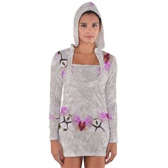 Orchidées Fleurs Abstrait Long Sleeve Hooded T-shirt