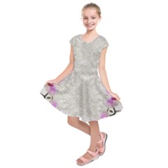 Orchidées Fleurs Abstrait Kids  Short Sleeve Dress