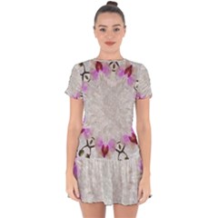 Orchidées Fleurs Abstrait Drop Hem Mini Chiffon Dress