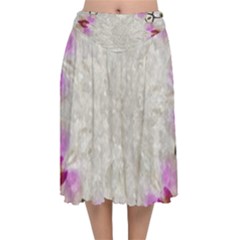 Orchidées Fleurs Abstrait Velvet Flared Midi Skirt