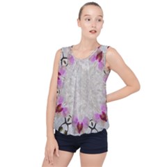 Orchidées Fleurs Abstrait Bubble Hem Chiffon Tank Top