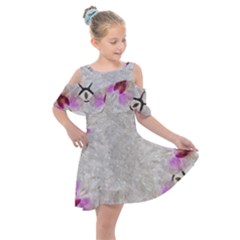 Orchidées Fleurs Abstrait Kids  Shoulder Cutout Chiffon Dress