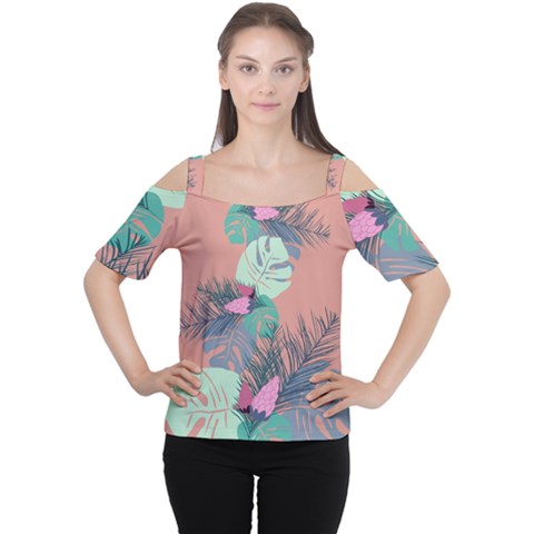 Leaves Cutout Shoulder Tee by Sobalvarro