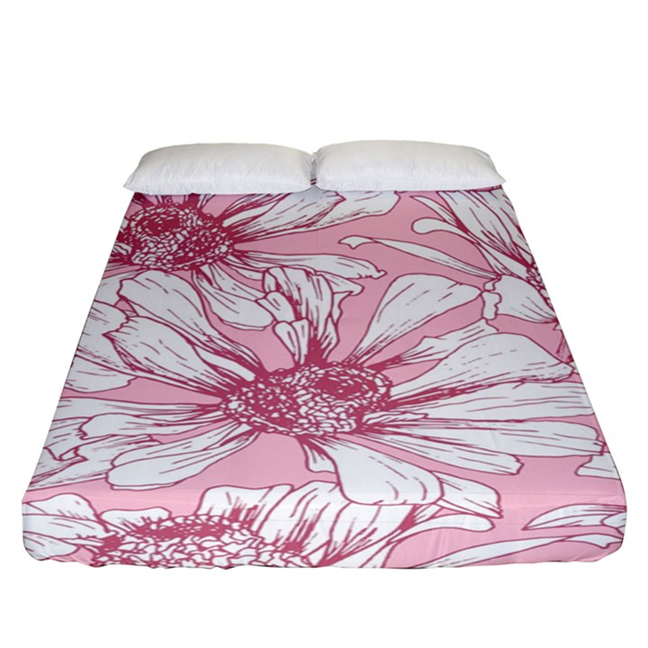 Pink flowers Fitted Sheet (King Size)