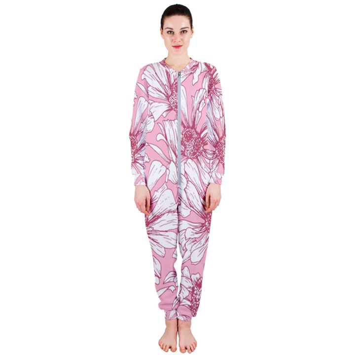 Pink flowers OnePiece Jumpsuit (Ladies) 