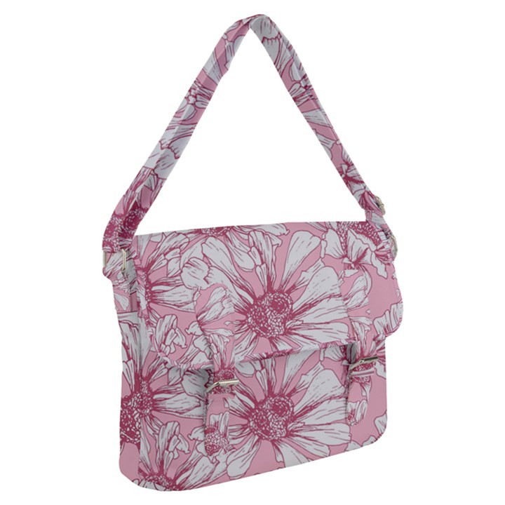 Pink flowers Buckle Messenger Bag