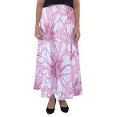 Pink Flowers Flared Maxi Skirt