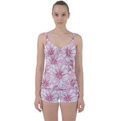 Pink Flowers Tie Front Two Piece Tankini by Sobalvarro