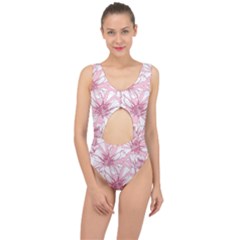 Pink Flowers Center Cut Out Swimsuit by Sobalvarro